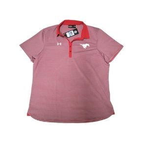 UNDER ARMOUR Polo Clubhouse Golf Striped Red/Gray Loose Top 1270480-600